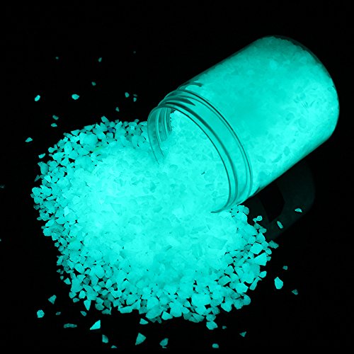 Shiny Stone Glow in Dark Aquarium Gravel Sand, 3-5mm, Blue Green | Neon, 305g/0.67lbs, For Fish Tank, For Fairy Garden, Decorative Rocks - color: Blue Green, size: 3-5mm
