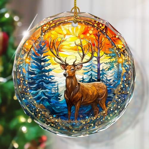 Stained Glass Deer Ornament - Christmas Tree Decor, Gift Exchange Present - color: Deer