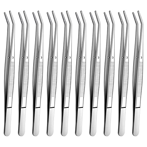 Stainless Steel Tweezers, with Curved Serrated Tip Multipurpose Sewing Machine Tweezers Forceps for Craft Repairing (10PCS) - size: 10 Pcs set
