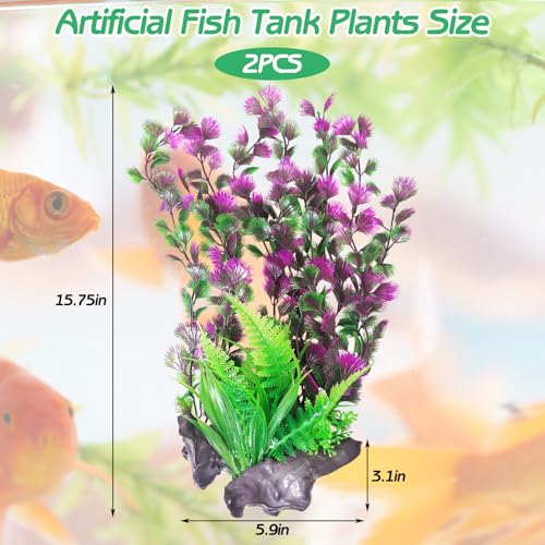 Hamiledyi Aquarium Plastic Plants Aquarium Decor Artificial Fish Tank Plants Lifelike Tall Fish Tank Decorations Aquarium Plant Suitable for Saltwater and Freshwater 15.7in 2pcs - color: B*2 Pcs, size: 15.7 in