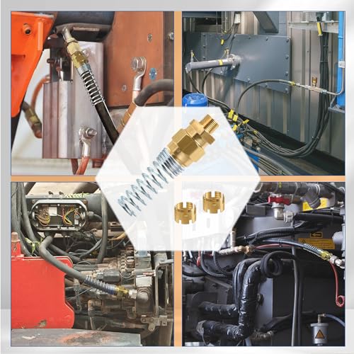 Brass DOT Air Brake Hose End Fitting, 1/2” Hose x 3/8” Male Connector with Spring Guard, Air Brake Hose Fitting - 2 Pack - size: 1/2" Hose X 3/8" Male, style: 4PCS KIT