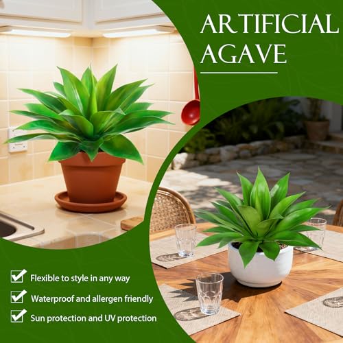 Artificial Agave Plant Fake Agave Plant Artificial Plants Outdoor Uv Resistant Artificial Fake Plants Suitable for Indoor Home Decor Outdoor Courtyard Balcony Terrace Decor 1Pcs,17.8'',Green - color: Green 18''1