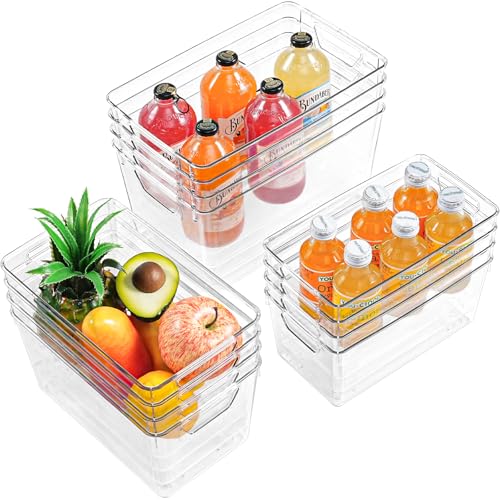 Freebat 12 Pack Organizers and Storage, Pantry Organization and Storage Bins, Cabinet Organizer, Clear Plastic Storage Containers with Handle，Acrylic Storage Bins (4 Small&4 Middle&4 Large - color: 4 Large&4 Middle&4 Small