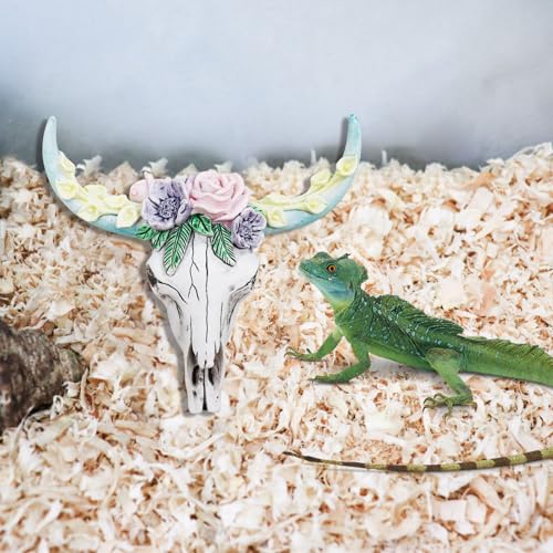Oooct Bearded Dragon Tank Decor Accessories, Resin Cattle Skull Reptiles Hideouts Decorations, Decor Statue for Fish Aquarium Cave Landscape - color: C, size: Small