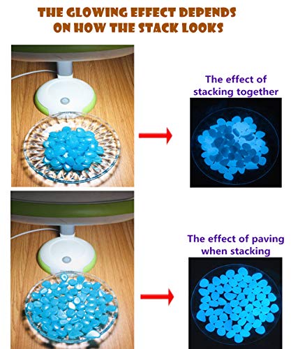 JOSDIOX Grow in The Dark Pebbles Garden Pebbles Glow Stones Rocks Luminous Pebbles for Walkways Outdoor Decor Aquarium Fish Tank Garden Decorative Stones for Path Lawn Yard Walkway（100pcs）