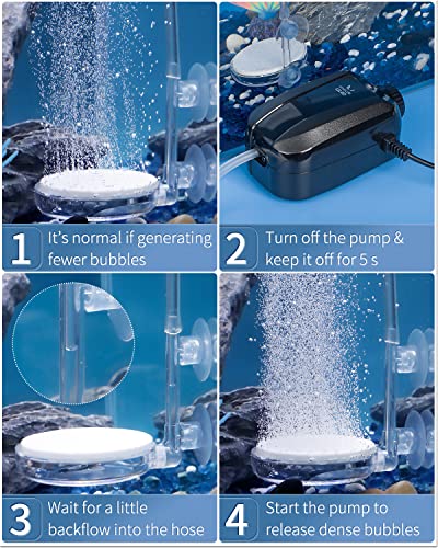 Pawfly Aquarium Air Stone Disc, 2 Inch Small Fish Tank Air Stone Kit Ultra-High Dissolved Bubbler Airstone with Accessories for Aquarium Fish Tank and Small Bucket(Pump Not Included)