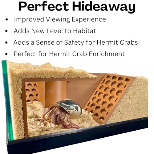Hermit Crab Underground Tunnel Cave Corner | Hermit Crab Climbing Tank Decor Hide Hideout | Enrichment Habitat Hideaway Decoration Accessories Supplies Toys Ornaments - color: Earth Brown