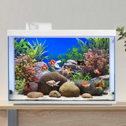 AWERT 48x18 inches Aquatic Plant Fish Tank Background Stone River Bed & Lake Aquarium Background Vinyl - size: 48x18in/120x45cm