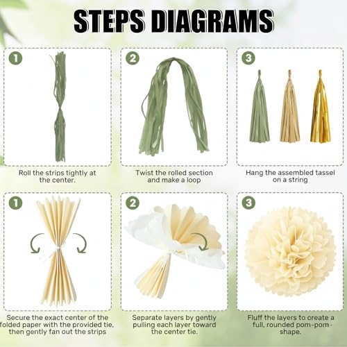 New Home Housewarming Party Decorations - Sage Green Gold Boho Welcome Home Decor Kit with Balloons Cupcake Toppers, Tassels House Warming Gifts for New Home Celebration - color: Sage Green Gold