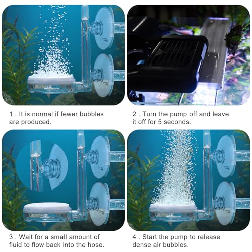 Aquarium Air Stone Disc, CO2 Diffuser for Aquarium Plants Fish Tank Nano Bubble Stone Kit Ultra-high Dissolved Bubbler Airstone with Accessories for Fish Tank and Small Bucket