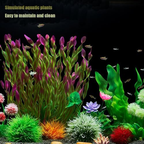 2 Pack Aquarium Decor Artificial Seaweed Water Plants, Extra Large 23.6 Inches Fish Tank Plastic Plants, Tall Fish Tank Decorations with a Aquarium Diver Ornament (Red) - color: Red