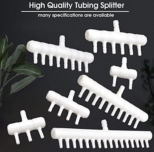 Rake-shaped hose joint air discharge diverter, Plastic Barb Hose Fitting Connector, 8-Way Outlet Air Line Pump Tubing Splitter Water Flow Divider, for Aquarium Garden Agricultural Irrigation（6Pcs）