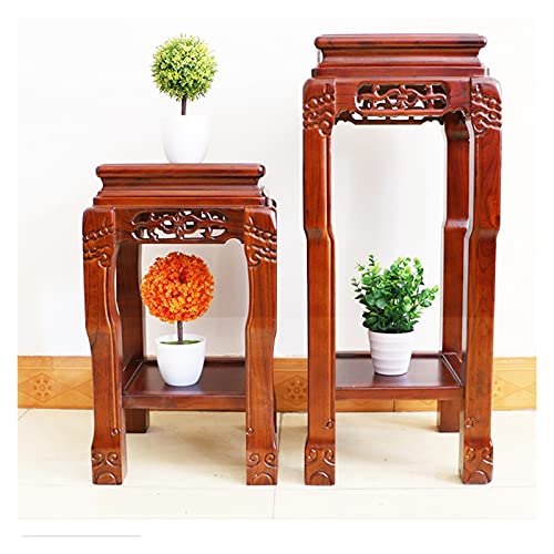 Wooden Display Stand Square Flower Stand Bonsai Table Antique Coffee Table Fish Tank Rack Base Odd Stone Frame Flower Stool Garden Plant Stand Display Stand (Size : Large) ( )