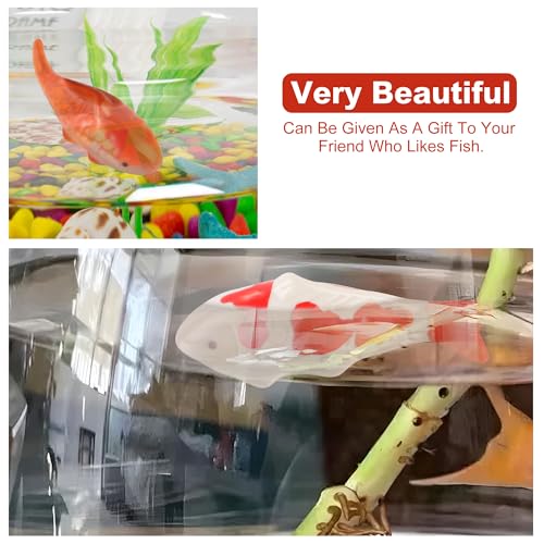 Ceramic Floating Fish Set, 2Pack Realistic Goldfish & Koi Figurines for Aquariums, Tea Pet Adornments, Fairy Garden Accents, and Pond or Desktop Decorations.