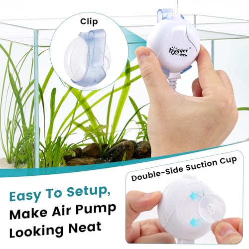 hygger Quiet Aquarium Air Pump 1.5 Watt Energy Saving Mini Oxygen Pump for 1-15 Gallon Fish Tank with Accessories White - color: White