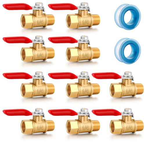 1/4 Inch Valve Npt Air Compressor Brass Heavy Duty Valve Male and Female Shut off Switch 1/4 NPT Thread Pipe Fitting (Male x Female 10PCS) - color: Male x Female 10PCS