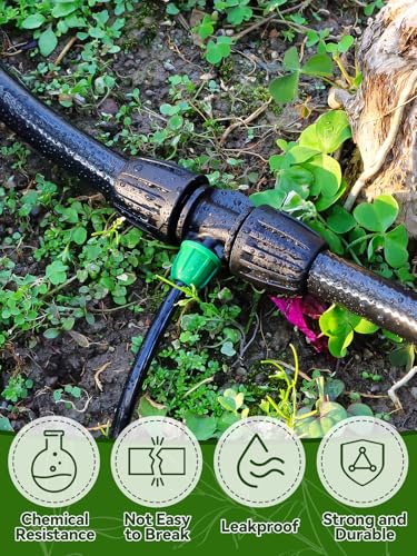 Kalolary 20PCS Locked Barbed Tee Connectors, 1/2” to 1/4” Drip Irrigation Fittings Kit 12/16mm to 4/7mm Tube Lock Female Connector 3-Way Barbed Lock Irrigation Parts for Watering System (Black Green) - color: Black Green 1/2" to 1/4" 3-Way