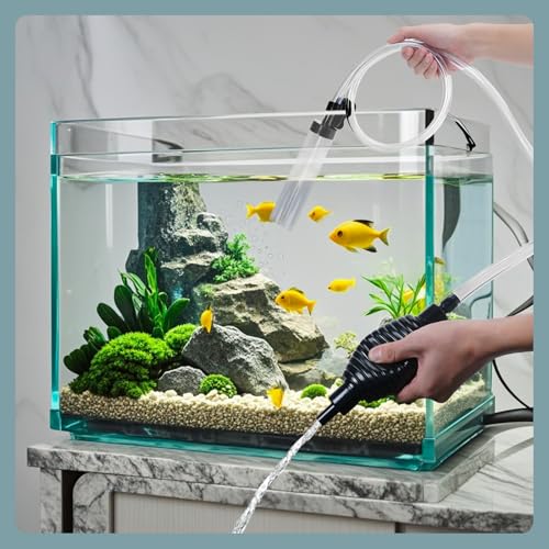 6ft Aquarium Siphon Vacuum Cleaner, Hand Siphon Pump Water Changer for Fish Tank Cleaning Gravel & Sand - size: 6ft