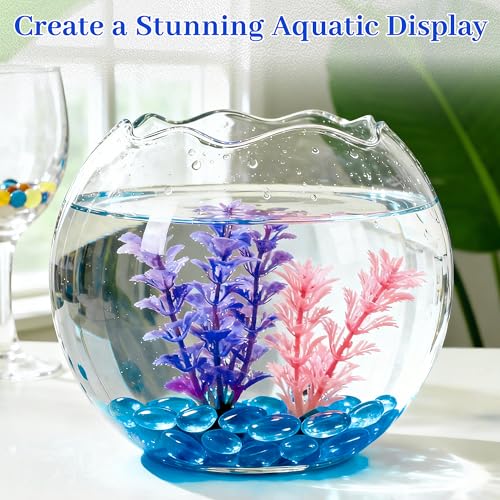 Pale Blue Flat Glass Marbles, 0.97 lb Transparent Vase Filler Pebbles Gems, Decorative Glass Beads for Vases, Crafts, Floral, Mancala Stones, Aquarium Rocks for Fish Tank, Approx.0.6"-0.8" - color: Pale Blue