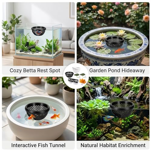 CZFDHP Betta Hammock, Floating Betta Hide, 6 PCS Fish Tank Decorations with Aquarium Plants, Betta Fish Tank Accessories for Resting and Hiding, Multi-Functional Play Spaces with Leaf Pads and Tunnel