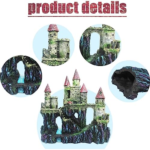Aquarium Castle Decorations,Resin Castle for Fish Tank with Randomly Color Plants Decor Accessories for Freshwater and Saltwater Fish Tanks (Red) - color: 【red】
