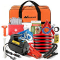 Nilight Car Emergency Kit with Jumper Cable, First Aid Kit Safety Assistance Tools for Travel Camping Outdoor Cars Truck SUV RV, Roadside Essentials with Flash Light - color: Essential Kit+Digital Air Compressor