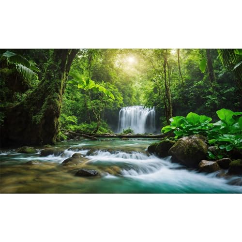 Aquarium Background Tropical Waterfall Deep Forest Terrarium Backgrounds Mountain Stream Lush Green Trees Fish Tank Background Jungle Vibrant Rainforest Reptile Tank Enclosure Backgrounds 24x12in - color: Light Green, size: 24(W)x12(H)inches/ 60(W)*30cm(H