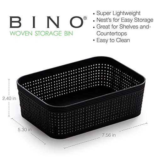 BINO | Woven Plastic Basket | XS (Black), 5-Pack | THE JUTE COLLECTION | Home Organization, Space - Saving Storage, Stylish Design | Jute Basket | Plastic Storage Basket - color: Black, size: 5PK- XS