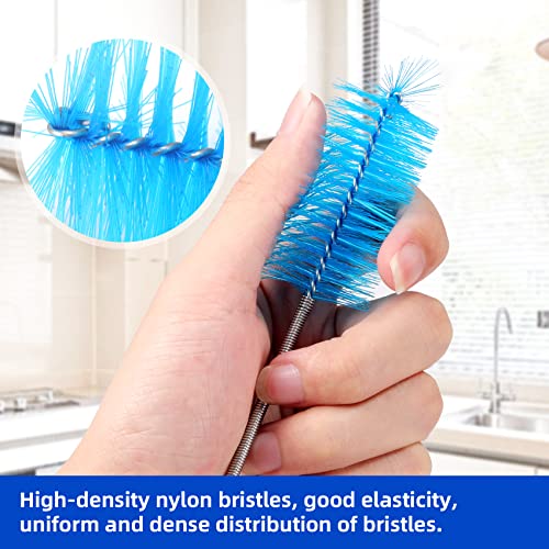 Annhua 39" Pipe Brushes Tube Cleaning Brush Flexible, Feeding Tube Brush Hose Cleaner Brush Long Metal Pipe Cleaner Brush for Drain Hole Dredging - Double-Headed Spring Brush - Blue