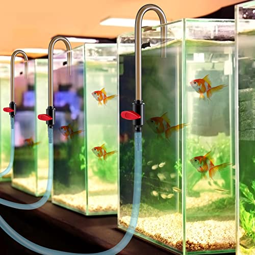 Dreyoo Aquarium Water Changer Hook with Flow Switch, Quickly Fill and Drain Fish Tank, PVC Aquarium Water Filler, Suit for 1/2'', 5/8'' 3/4'' Hose