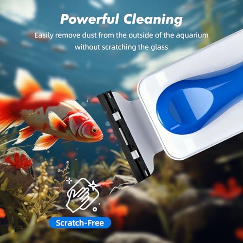 Rise Torrent Aquarium Magnetic Glass Cleaner, Fish Tank Algae Scraper Brush Cleaning Tool for 1/4"-3/8" Thickness Glass, Floating Scrubber Brush Cleaner for Acrylic, 1 Detachable Scraper, Medium - size: Medium