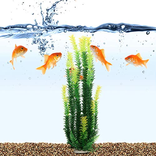17" Plastic Water Plant for Aquarium Fish Tank Ornament, Rhodo Green - color: Green