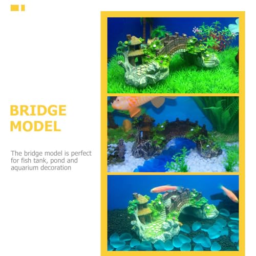 Totority Fish Tank Decor Arch-Bridge with Grass for Aquarium Landscaping Decoration