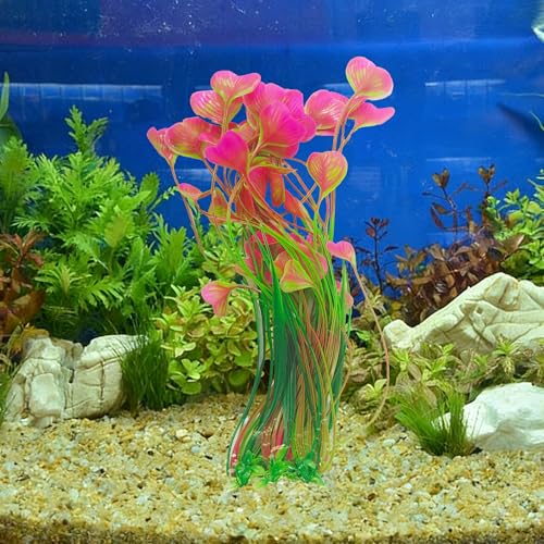 2Pcs Plastic Fish Tank Plants, Extra Large Artificial Aquarium Plants, Tall Seaweed Decorations, Realistic Aquatic Decor for Freshwater and Saltwater Aquarium(Pink)