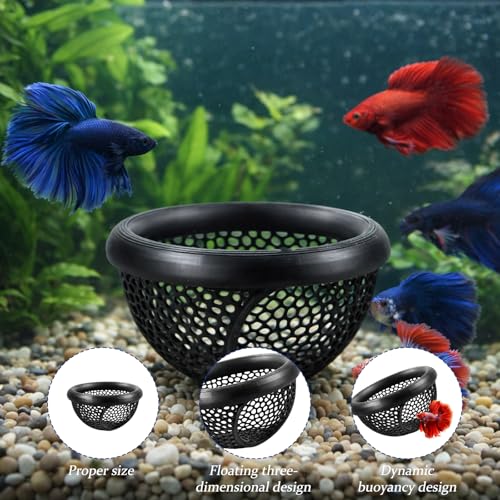 4 Pcs Betta Fish Hammock and Feeding Ring Set, Aquarium Accessories for Resting and Feeding, Includes Floating Fish Resting Tunnel and Lounge for Betta Fish Care