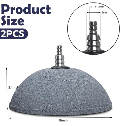 kathson Large Mineral Airstone Bubble 8 Inch Ball Shape Diffuser Air Stone for Aquarium Fish Tank, Pump and Hydroponics(2 Pack) - size: 8inch，2PCS