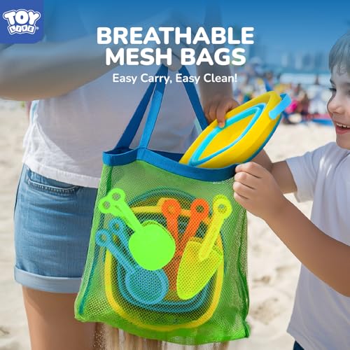 TOY Life Collapsible Beach Toys for Kids with 4 Silicone Collapsible Sand Buckets & 8 Shovels & Mesh Bag, Travel Beach Essentials for Kids Sand Toys Toddlers, Sandbox Toys for Boys Girls Ages 3-5 4-8 - color: Assorted 4 Collapsible Bucket Beach Toys