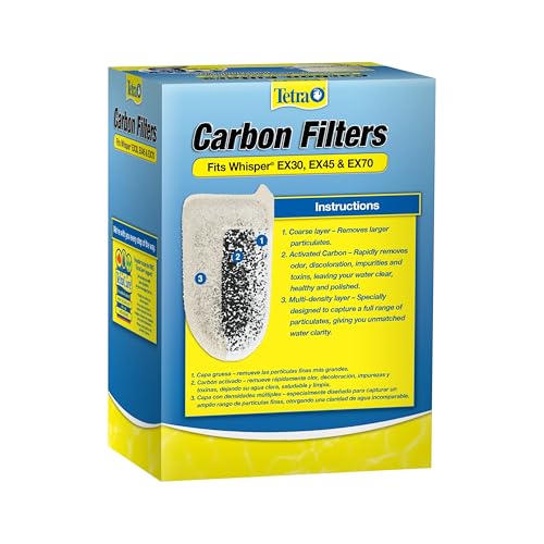 Tetra Carbon Filters for Aquariums, Fits Whisper EX Filters, Cleans Aquarium Water, 4 Count (Pack of 2) - size: 4-Count (Pack of 2), style: large