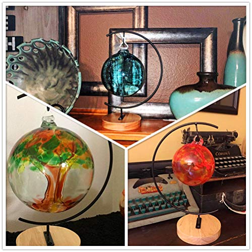 YY YEARCHY Ornament Display Stand Metal Stand Air Plant Stand Flower Pot Holder Iron Stand for Hanging Glass Globe Ball (Small G round wood) - color: Black, size: 9.5"x4.5"x4.5"