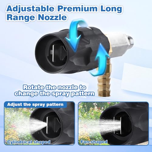 JOEJET Downstream Injector for Pressure Washer, Adjustable Chemical Injector Kit, Variable Power Washer Long Range Nozzle External Injection, 15 FT Siphon Hose, 2-2.5 GPM - size: 15 FT, style: 2-2.5 Gallons