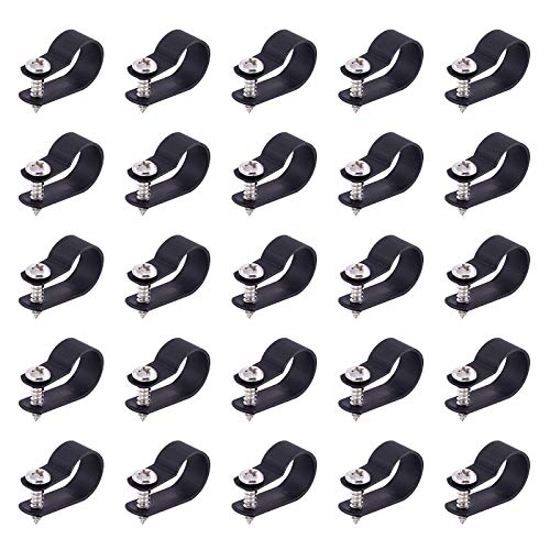 Swpeet 60 Pack Black 5/8 Inch Nylon Plastic R-Type Cable Clips Clamp Kit, Nylon Screw Mounting Cord Fastener Clips with 60 Pack Screws for Wire Management - color: Black, size: 5/8 Inch