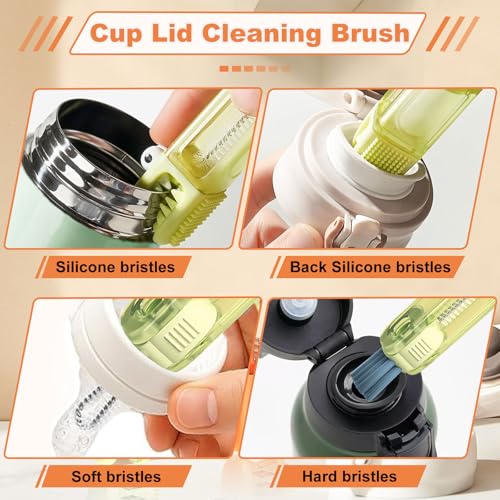 3 in 1 Cup Lid Cleaning Brush Set 6 Pcs, Gap Cleaner Brushs - Home Kitchen Multifunctional Bottle Cleaning Brush Set, Portable Travel Bottle Lid Cleaner Tools - color: Blue Green Orange(6 Pcs)