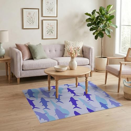 4'x6' Washable Flatwoven Rug, Light Blue Graphic Cloud Easy Care Throw Carpet for Dorm Room, Small Living Room, Apartment, Stain Resistant Low Profile Floor Covering | Ref:2069997 - color: Blue/Pattern 1, size: 4' x 6' (Rectangular)