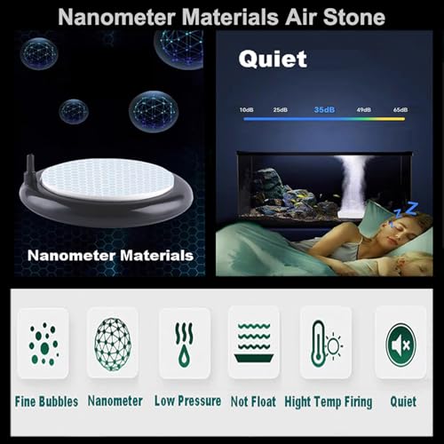 Carefree Fish Aquarium Nanometer Materials Air Stone Disk Fish Tank Hydroponics Bubble Stone Disc 1.4/2/4/6/8 Inch with 3Ft Tubing（Air Pump Not Included - size: 2Inch