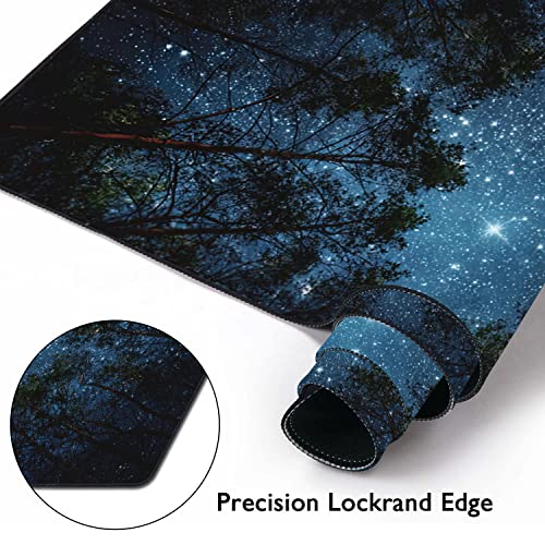 Beautiful Night Sky and Milky Way Gaming Mouse Pad XXL Large Desk Mouse Pad Keyboard Mat with Stitched Edges Waterproof Non-Slip Desk Mat for Laptop,Keyboard,Computer 35.4 * 15.7 Inch - color: Beautiful Night Sky and Milky Way