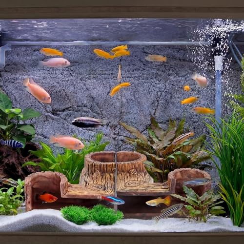 2 Pcs Aquarium Underground Tunnel Cave Wood Like, 5.1 x 2 x 2.7 Inch Fish Hideout for Aquarium, Decoration for Guppy, Corydoras Catfish, Loaches, Corydora Catfish Bettas Pleco and Shrimps
