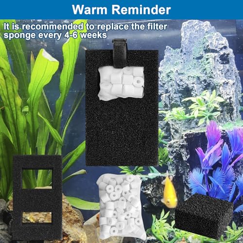 Aquarium Filter Media Replacement Compatible with Fluval Flex (15 Gal) Desktop Aquarium,2 A1375 Foam Filter, 2 Carbon Filter Refills, 2 Ceramic Rings and 2 Filter Cord