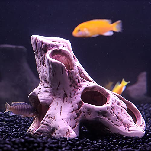 Aquarium Tree Stump Hole for Betta Fish Toys,Rock Cave Cichlid Stone Betta Fish Accessories 10, 20 Gallon Fish Tank Decorations, Aquarium Rocks Decor