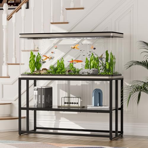Urban Deco 55-75 Gallon Fish Tank Stand 900LBS Capacity For Aquarium Stand Metal Fish Tank Stand 48.4"x19.7"x31.5" Dual-Layer Design Terrarium Stand Ideal for Home and Office, Black - color: Black, size: 55-75 Gallon