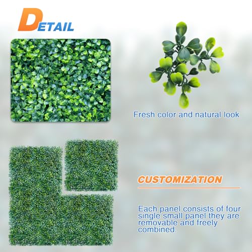 TANG 20"x20"-1PC Artificial Greenery Boxwood Panels Grass Wall Panel, Faux Privacy Fence Ivy Screens Backdrop Fake Hedge for Indoor Outdoor Wedding Décor, Dark Boxwood Double Color - color: Dark Boxwood Double Color, size: 20"x20"